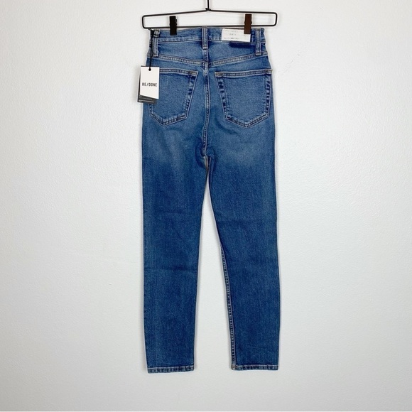 Re/Done Ultra High Rise Ankle Crop in Dusty Blue - Picture 3 of 5